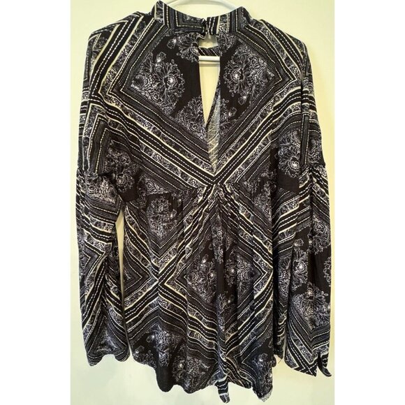 Free People Walking On A Dream Tunic Shirt Black Size Large Boho Long Sleeve - Picture 4 of 13
